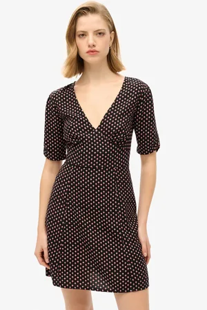 Superdry Printed Short Sleeve Mini Tea Dress AU 14