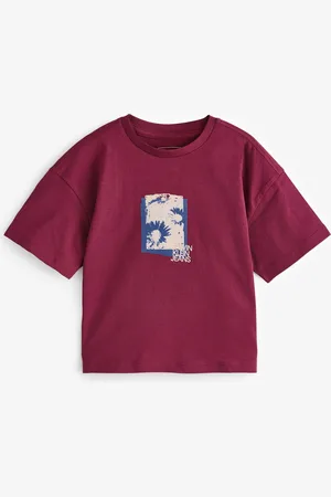 Calvin Klein Girls 100% Cotton Flower Graphic Short Sleeved T-Shirt