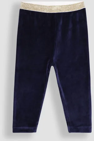 JoJo Maman Bébé Girls Navy Velour Leggings