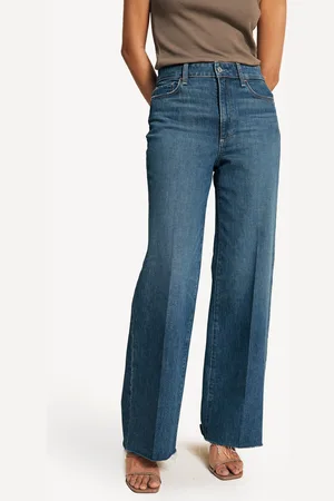 Paige Womens Anessa Raw Hem Wide Leg Jeans