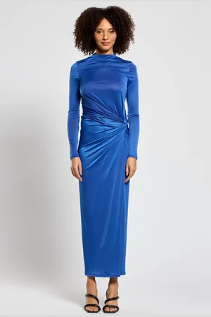 DASKA Athena Side Twist Maxi Dress With Long Sleeves S