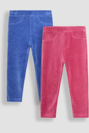 JoJo Maman Bébé Girls & Blue 2-Pack Jersey Cord Leggings