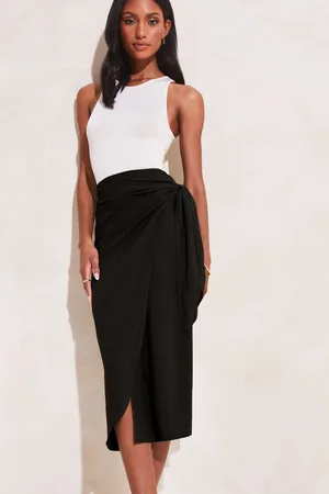 Lipsy London Womens Tie Waist Wrap Midi Skirt