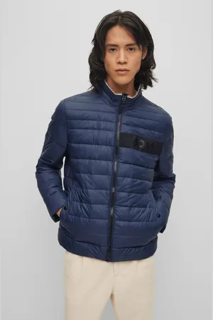 HUGO BOSS Mens Water Repellent 3D Tape Logo Padded Quilted Jacket