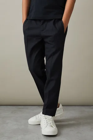 Reiss Boys Navy Brighton 9-14 yrs Relaxed Elasticated Trousers with Turn-Ups