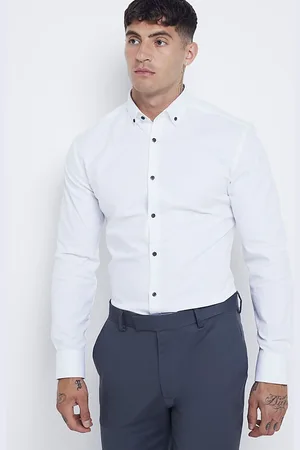 River Island Muscle Fit Long Sleeve Textured Shirt L