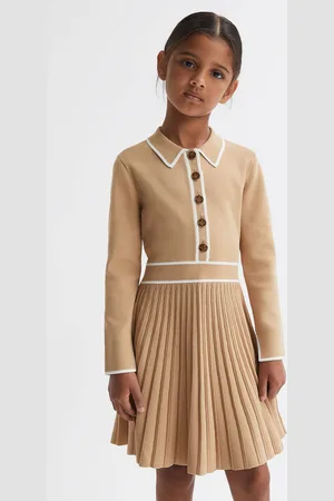 Reiss Girls Camel Mia 9-14 yrs Knitted Polo Skater Dress