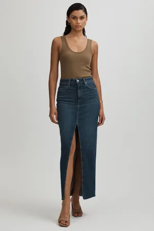 Paige Womens High Rise Denim Maxi Skirt