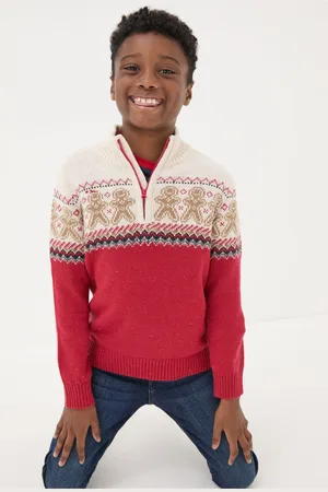 Fat Face Girls Gingerbread Fairisle Pattern Jumper