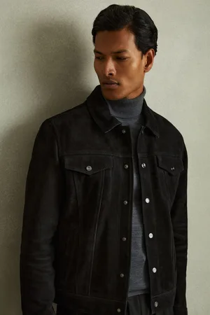 Reiss Mens Eden Suede Trucker Jacket
