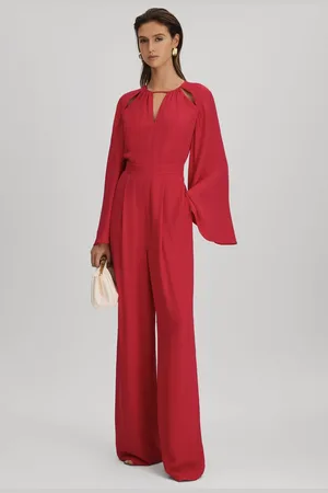 Reiss Coral Tania Cut-Out Flared Sleeve Jumpsuit AU 14