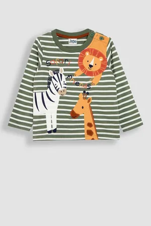 JoJo Maman Bébé Boys Khaki Appliqué and Embroidered Top