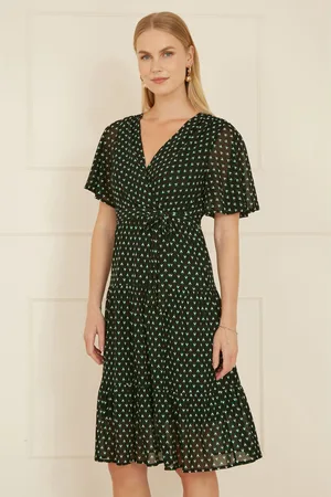 Yumi Dot Print Mesh Stretch Midi Skater Dress AU 20