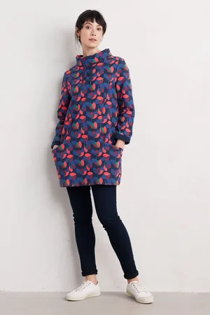 Seasalt Cornwall Blue Multi Formative Brushed Back Jersey Tunic AU 20