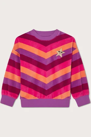 Monsoon Girls Velour Stripe Star Sweatshirt
