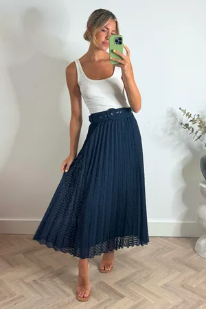 Style Cheat Womens Demi Pleated Midi Skirt