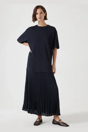 Hush Puppies Esme Short Sleeve Pleated Midi Dress M Reg