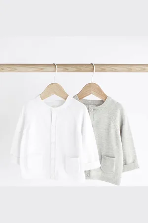Next Grey/ 100% Cotton Knitted Baby Cardigans 2 Pack