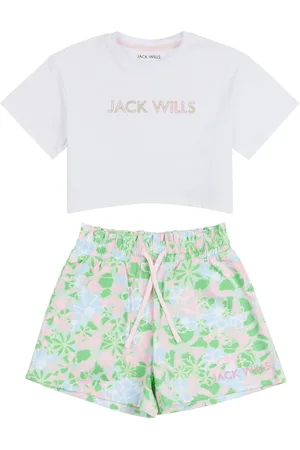 Jack Wills Girls Girls Floral 100% Cotton T-Shirt And Shorts Set