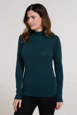 Mountain Warehouse Blue Womens Merino Zip Neck Thermal Top AU 18