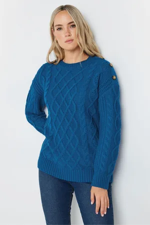 Long Tall Sally Womens Button Cable Jumper