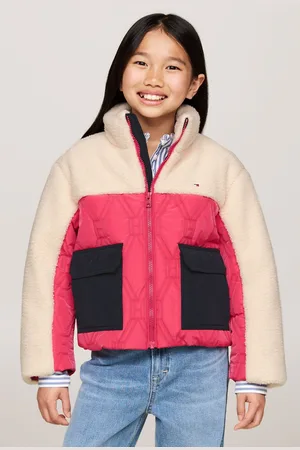 Tommy Hilfiger Girls Flag Quilted Teddy Jacket