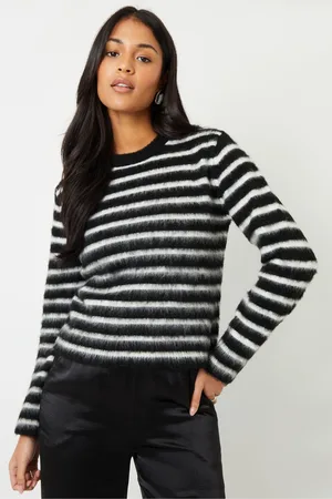 Threadbare Womens Stripe Brushed Knitted Jumper