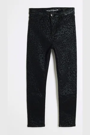 River Island Girls Girls Leopard Print Coated Skinny 100% Cotton Jeans