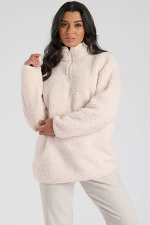 Loungeable Womens Borg 1/4 Zip Jumper