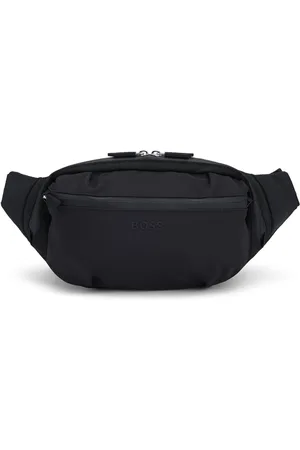HUGO BOSS Mens Black Logo-Detail Belt Bag With Top Handle