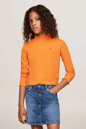 Tommy Hilfiger Girls Mock Neck Rib Long Sleeved Top