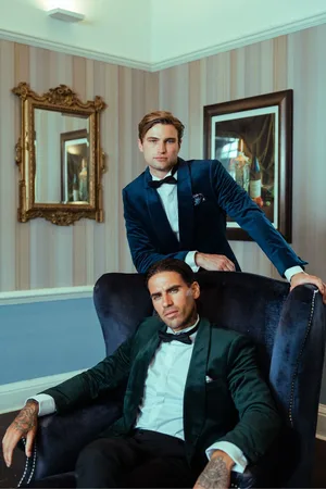 Harry Brown Mens Leo Velvet Tuxedo Dinner Jacket with Shawl Lapel Detail