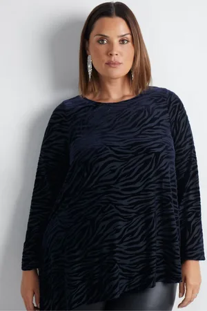 Live Unlimited London Womens Curve Zebra Burnout Asymmetric Top