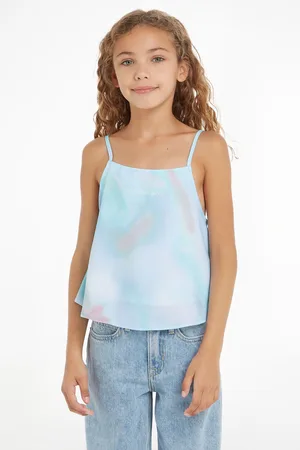 Calvin Klein Girls Tie Dye Woven Strap Top