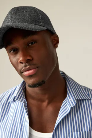 Next Mens Charcoal Wool Blend Twill Cap