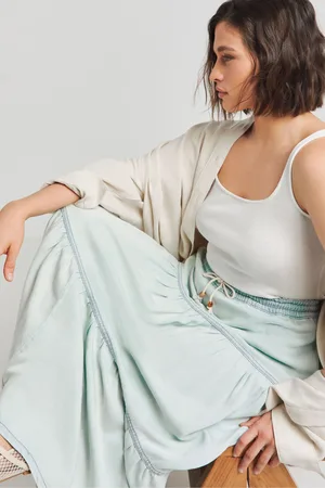 Simply Be Womens Lightweight Denim Tiered Maxi Skirt