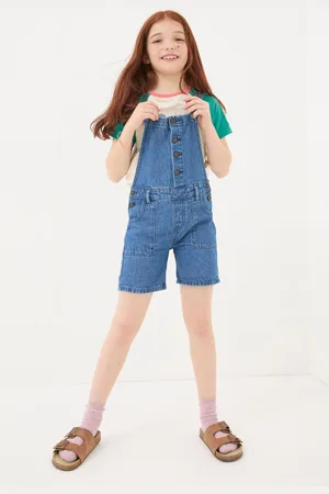 Fat Face Girls FatFace Denim Shortie Dungarees