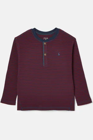 Joules Boys Arthur Berry & Navy Stripe Henley Top