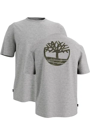 Timberland Grey 100% Cotton Kennebec River Back Camo Tree Logo Short Sleeve T-Shirt M