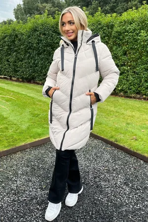 Ax Paris Hooded Long Line Puffer Black Coat AU 10