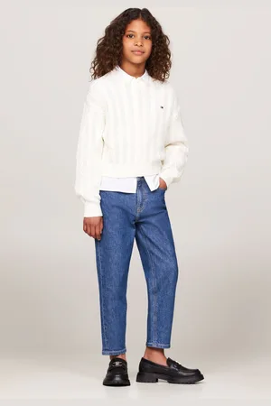 Tommy Hilfiger Girls Tapered Salt And Pepper Jeans