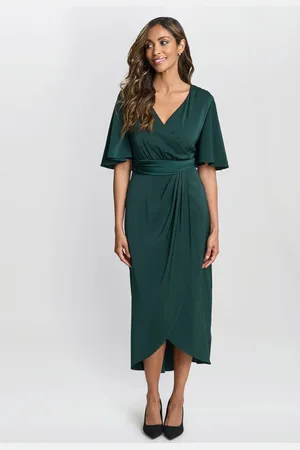 Gina Bacconi Misha V-Neck Midi Dress AU 10