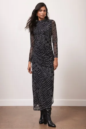 mint&berry Spot Print Mesh Midi Dress XS