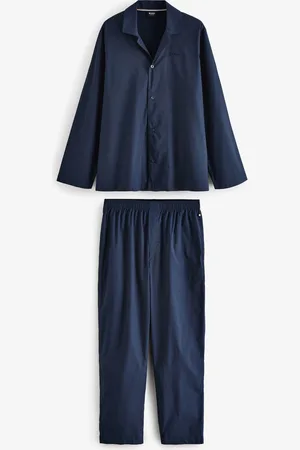 HUGO BOSS Blue Logo Embroidered Stretch Poplin Pyjamas M