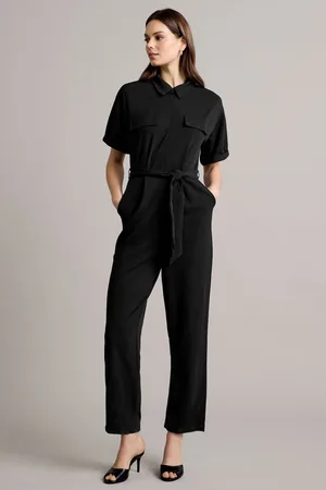 ONLY Womens Short Sleeve Belted Jersey Jumpsuit