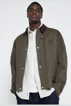 River Island Mens Khaki Regular fit Collar Waxed Jacket