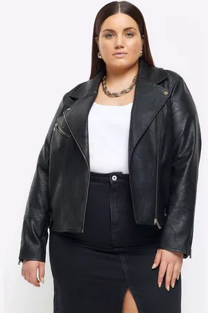 River Island Womens Curve Faux Leather Biker Jacket