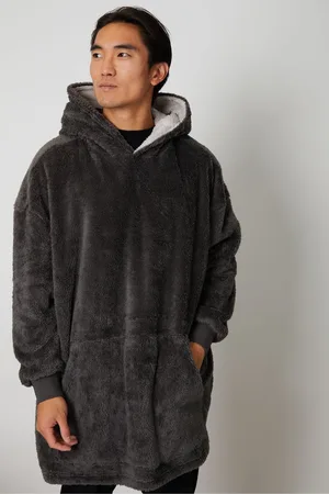Threadbare Charcoal Borg Oversized Loungewear Hoodie L
