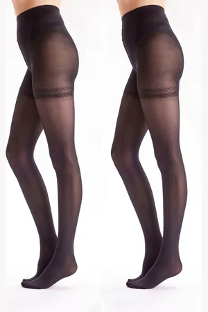 Pretty Polly Womens 40 Denier In Shape Opaque Bodyshaper Tights 2 Pack