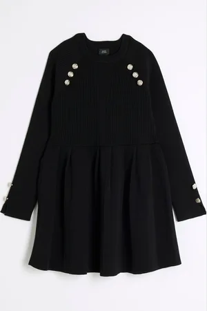 River Island Girls Girls Long Sleeve Military Pleated Dress